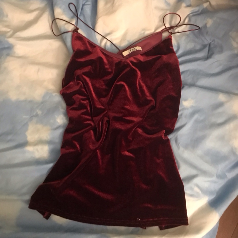 Ruched Fitted Red Velvet Camisole